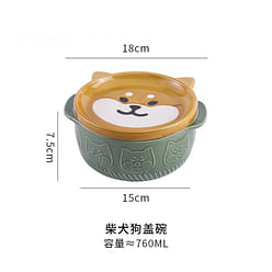 Cartoon Ceramic Instant Noodle Bowl With Lid 850ml 1 count