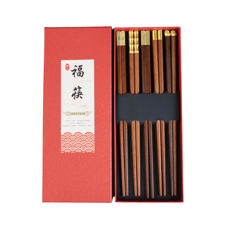 Royal Seafood USA Handmade Natural Wooden Chopstick with Box, 5 Pairs 1 กล่อง