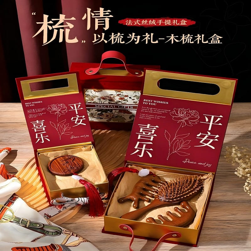 Carpenter Tan lotus massage comb + peacock sandalwood comb 1 개입