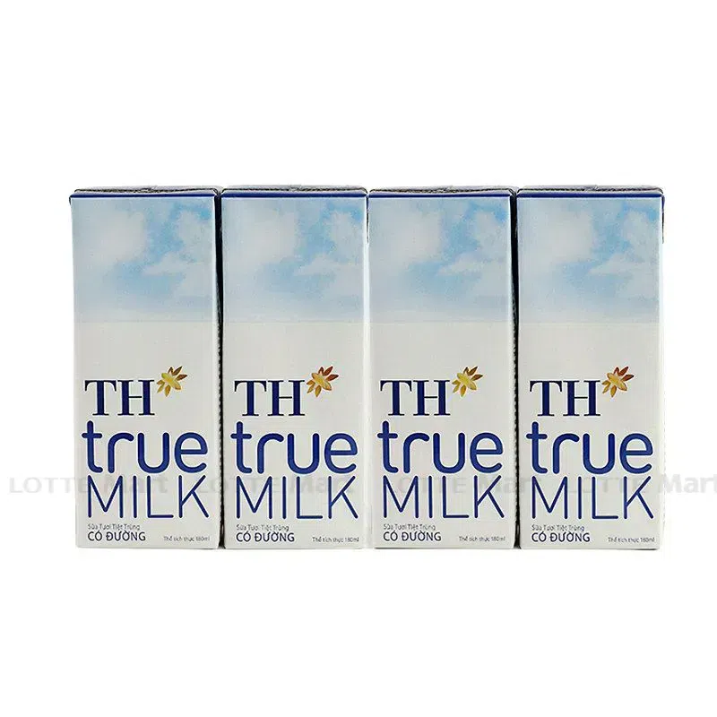 TH true MILK SUGAR Fresh Milk 180ml (4 CANs) 180 밀리리터