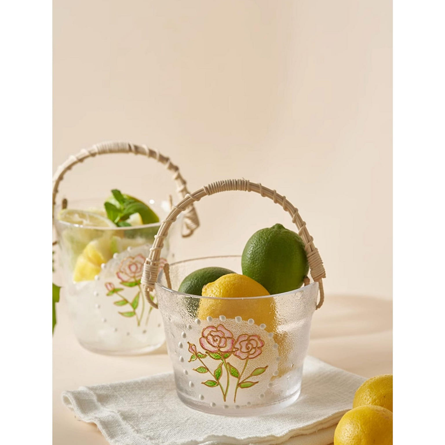 Floral Fruit Basket Ice Beer Bucket for Home Outdoor A2 1 개