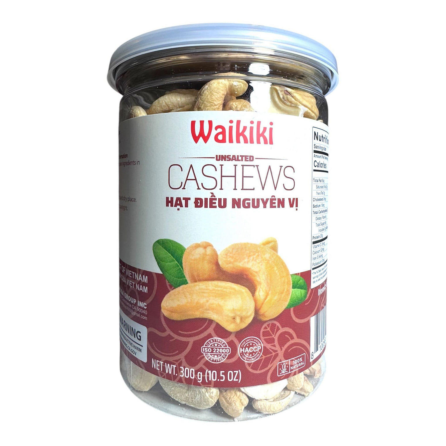 [Waikiki] Unsalted Cashews Hat Dieu Nguyen Vi 300 g