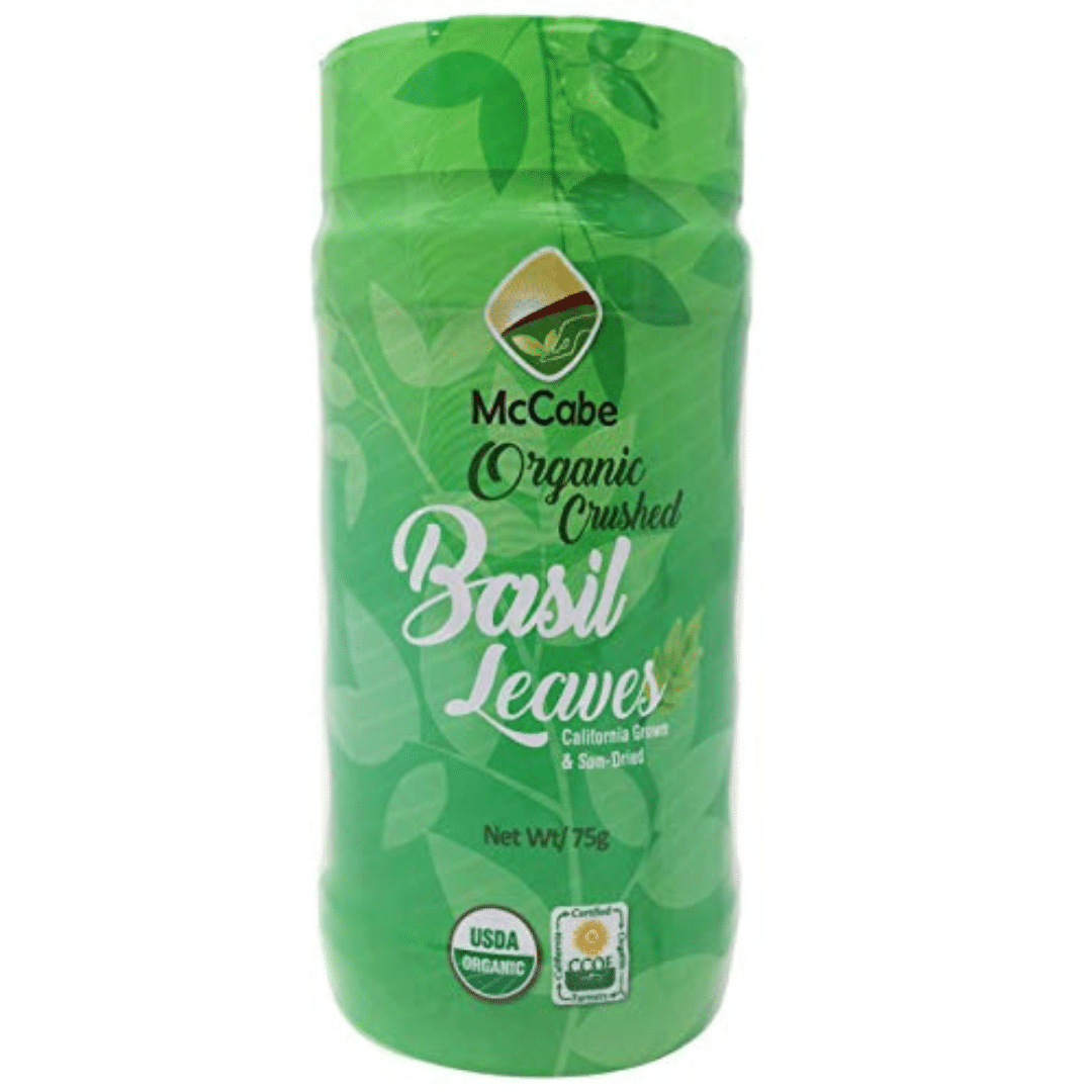McCabe Organic Sun-Dried Crushed Basil Leaves 75g, USDA Certified Organic, 75 그램