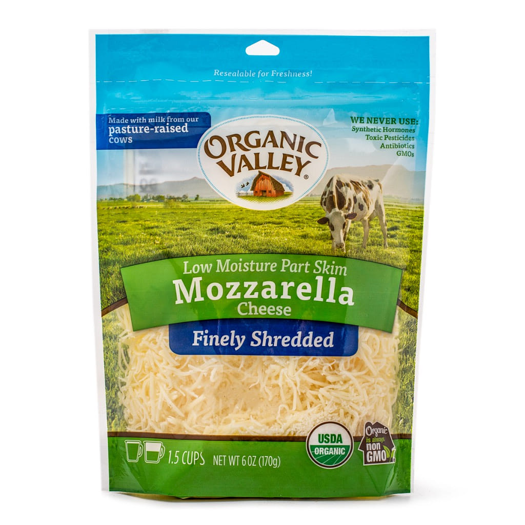 Organic Valley Queso Mozzarella Finamente Rallado 6 onza(s)