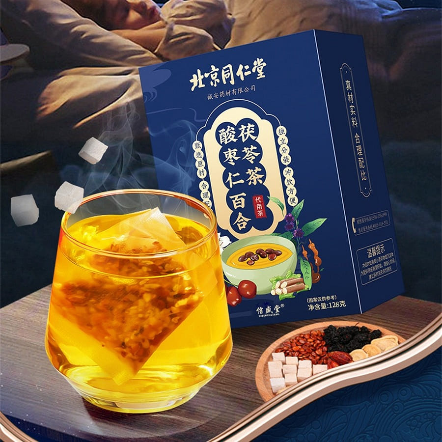 Sour Date Seed, Lily Poria Tea, Wolfberry & Lotus Seed Tea, 128g, 32pcs 128 กรัม