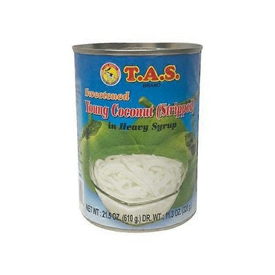 Dừa Non Bào Sợi Ngâm Nước Đường Đóng Lon Tas 21.5 oz