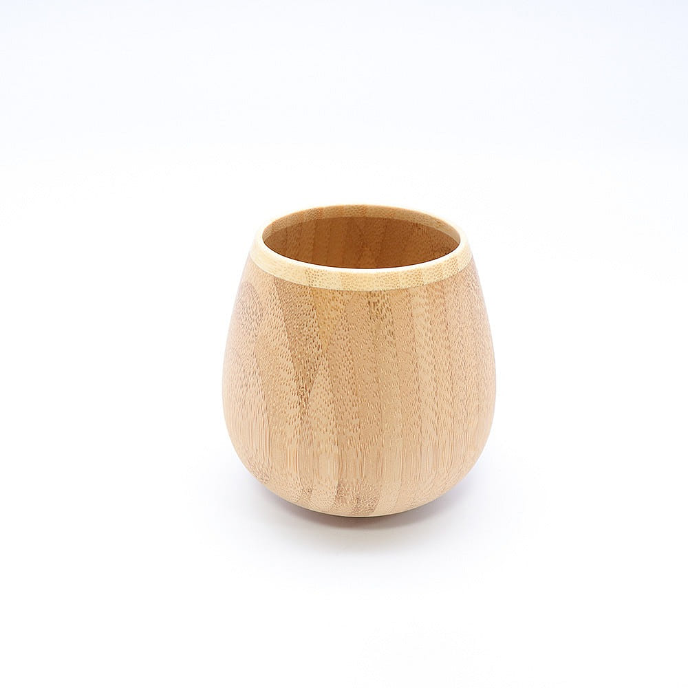 RIVERET Rocking Vessel Glass (Brown) -dishwasher-safe bamboo cup made in Japan 1 ส่วน