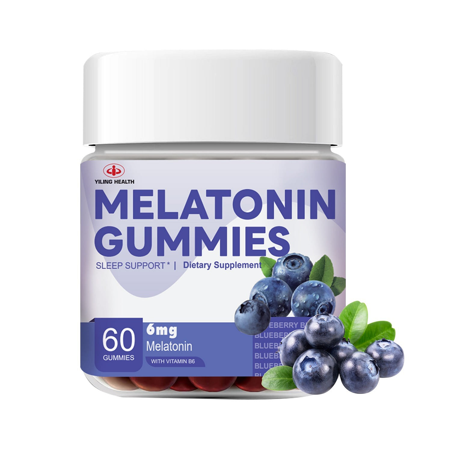 Yi Ling Melatonin Gummy improve sleep for adults blueberry flavor 60pcs/bottle 1 hộp