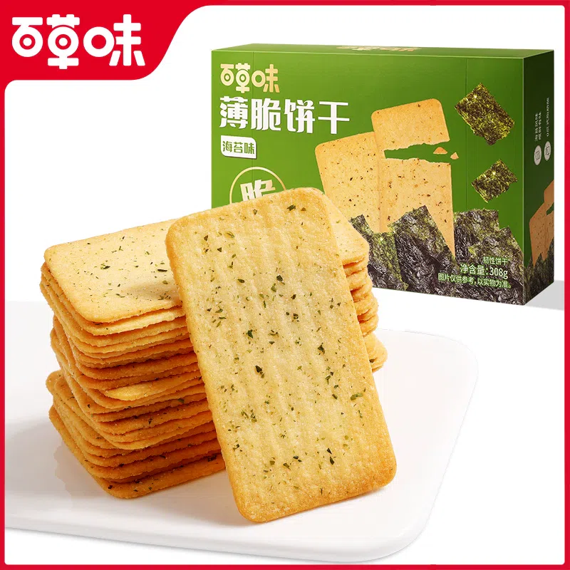 Herb-flavored crackers, seaweed savory crackers, craving snacks, 308g*1 box 308 กรัม