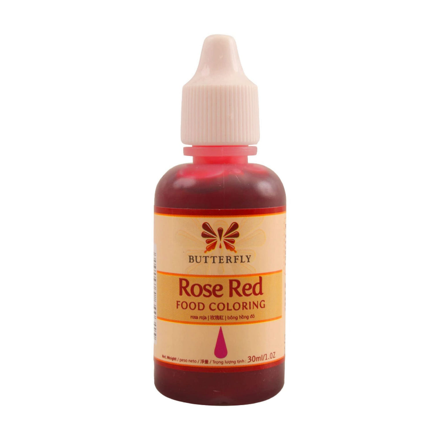 Butterfly Food Coloring Rose Red 0.8oz Pack of 12 0.8 fl.oz*12 pack