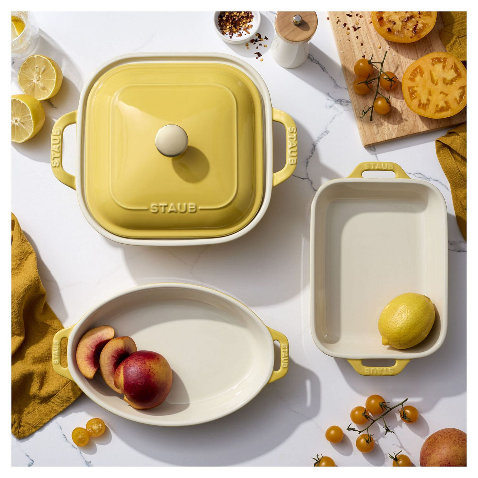 Staub 陶瓷烤盘4件套/柠檬黄 1 份