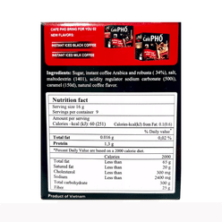 Cafe Pho Brand Instant Iced Black Coffee 9 Sachets x 16g 1 each