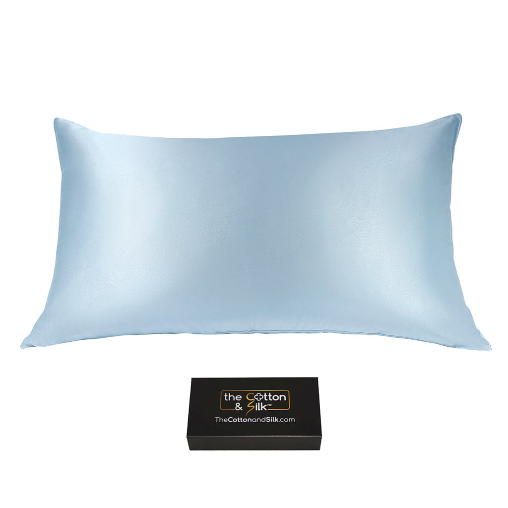 King-size 22 Momme Mulberry Silk Pillowcase, Zipper Closure, Sky Blue King (20“ x 36“) / Sky Blue 0.5 파운드