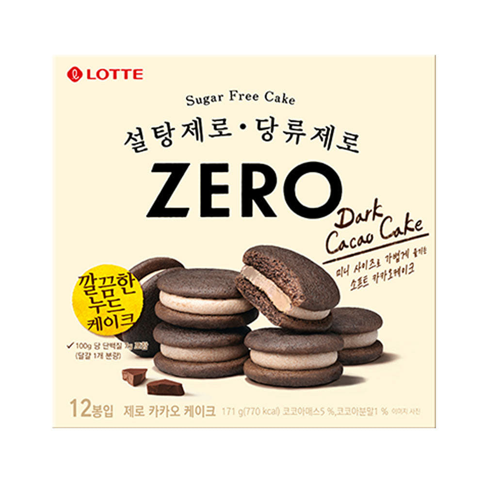 Lotte Zero Dark Cacao Cake (Sugar Free) 14.25g x 12p 1 phần