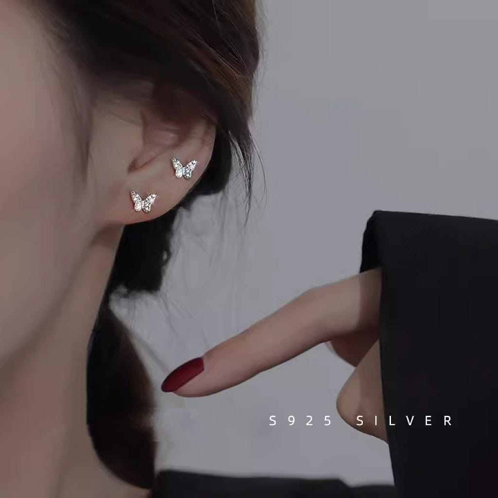 Twin Butterfly Lucky Ear Studs 1 개