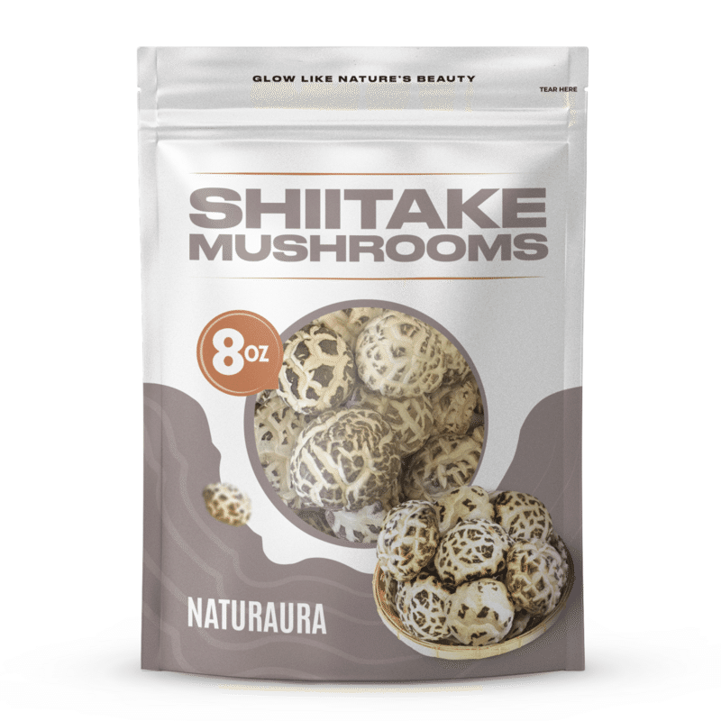 NATURAURA - 8 oz Of Large Premium Whole White Flower Dried Shiitake Mushrooms - 8 ออนซ์