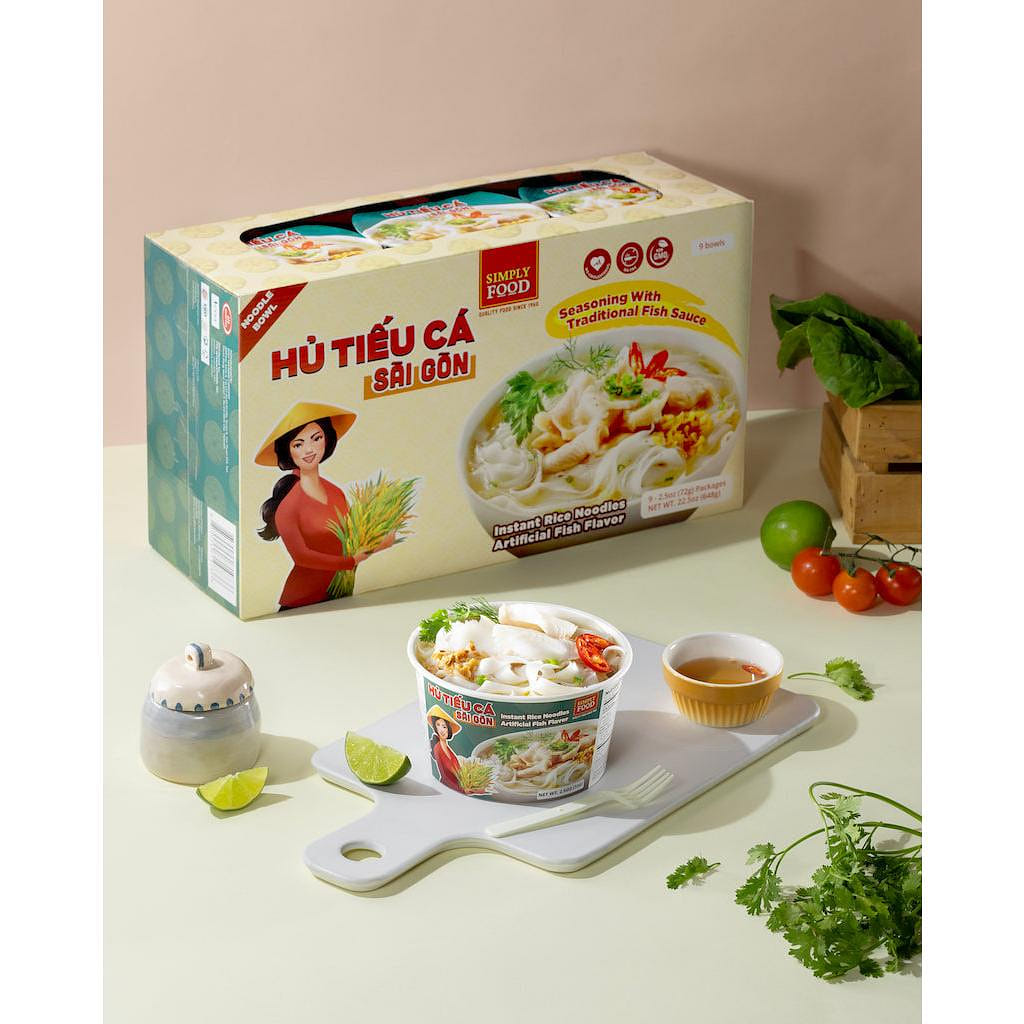 Simply Food Saigon Fish Instant Rice Noodle Soup Bowl pack of 9 1 개