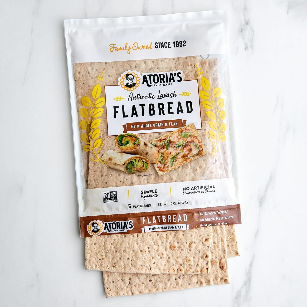 Atoria's Family Bakery Whole Grain & Flax Lavash Flatbread 10 カウント