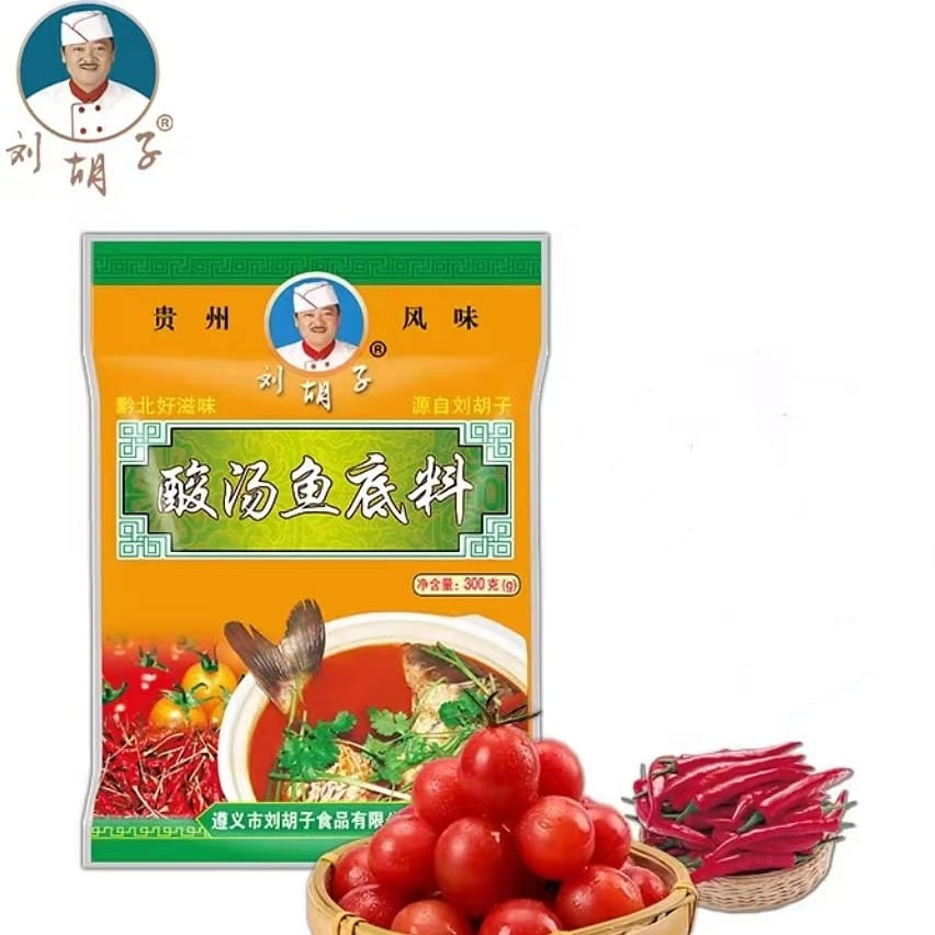 Liu Hu Zi Hong Sour Soup Fish Base 210g * 1 Bag of Duoduo Powder Guizhou Hot Pot Tomato Sour and Spicy Boiled Seasoning 210 グラム