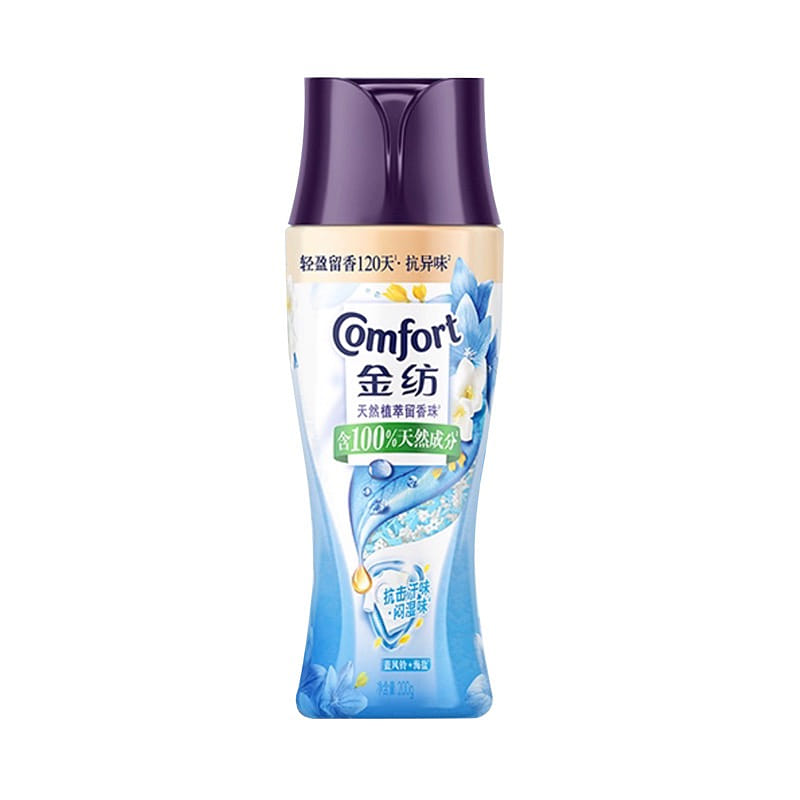 컴포트 패브릭 소프너, 센트 부스터 비드 & 세탁 세제 팟, 항균 & 진드기 제거, 바다소금 & 블루벨 플라워 향 200 g