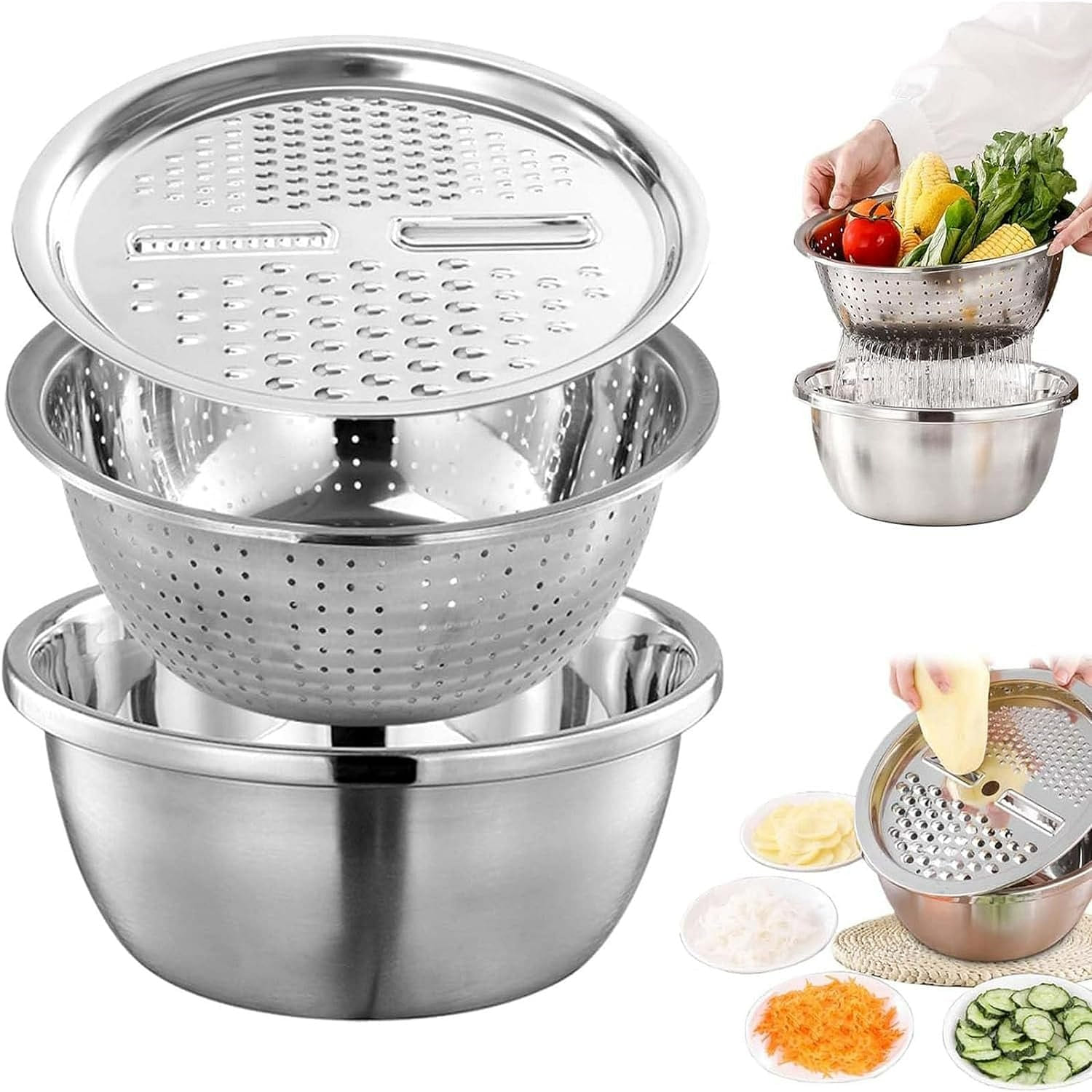 Multifunctional Stainless Steel Basin - 2024 New Colander Strainer Set, 10.2inch 1 개