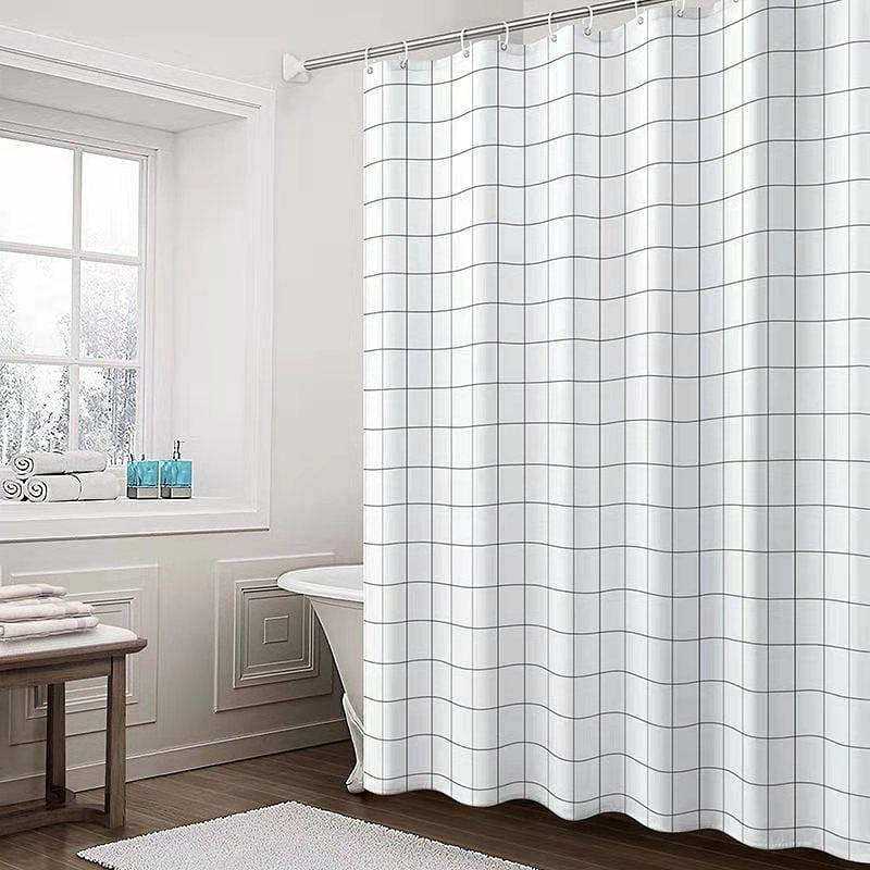Thickened PEVA Shower Curtain for Bathroom,150*180cm, White Squares 0 파운드