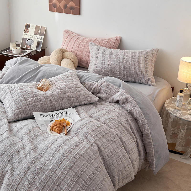 LULLABUY Artificial Rabbit Velvet Bedding Set Heather Queen Size 2000 g
