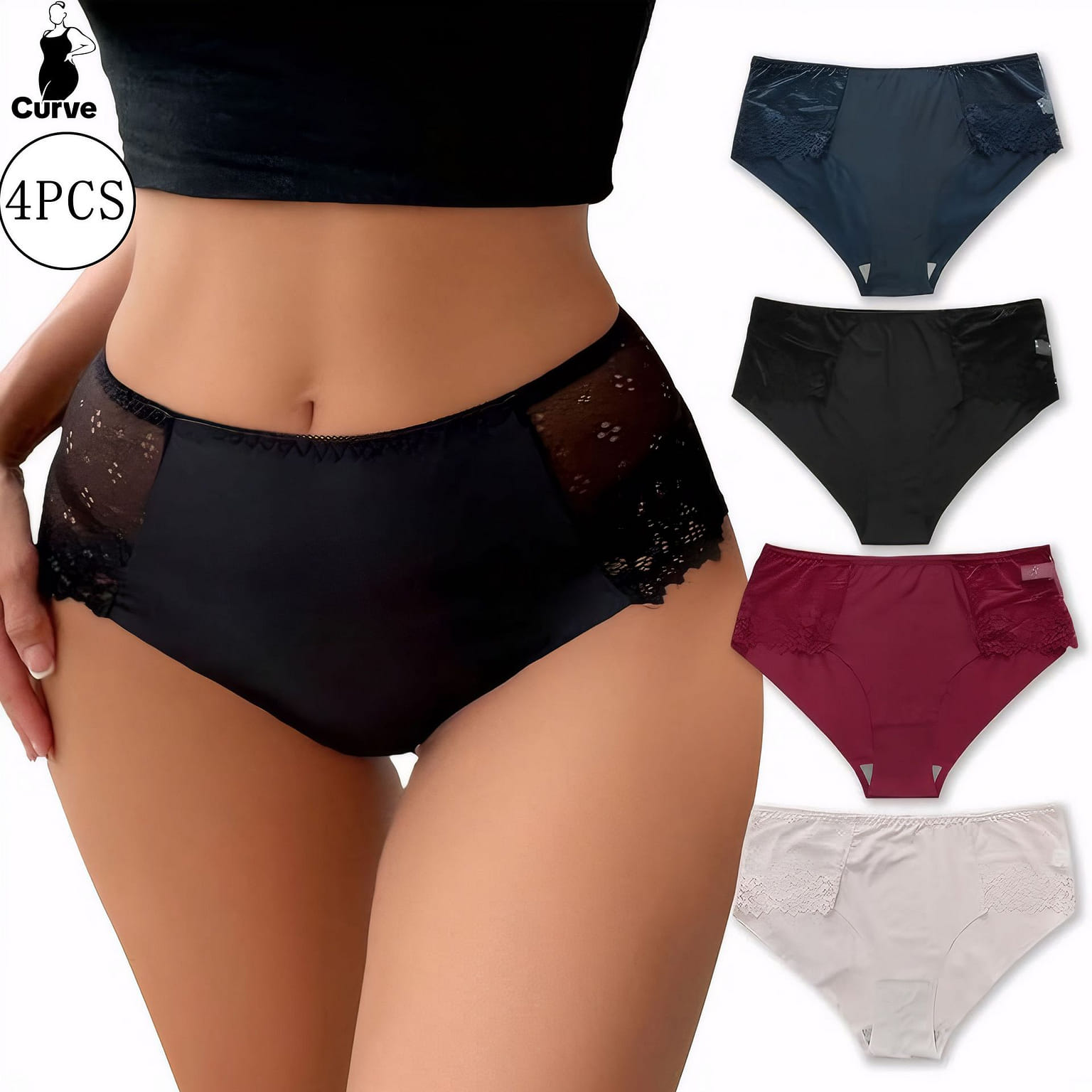 4PCS Women's Large Size Sexy Lace Panties Size 2XL 120 그램