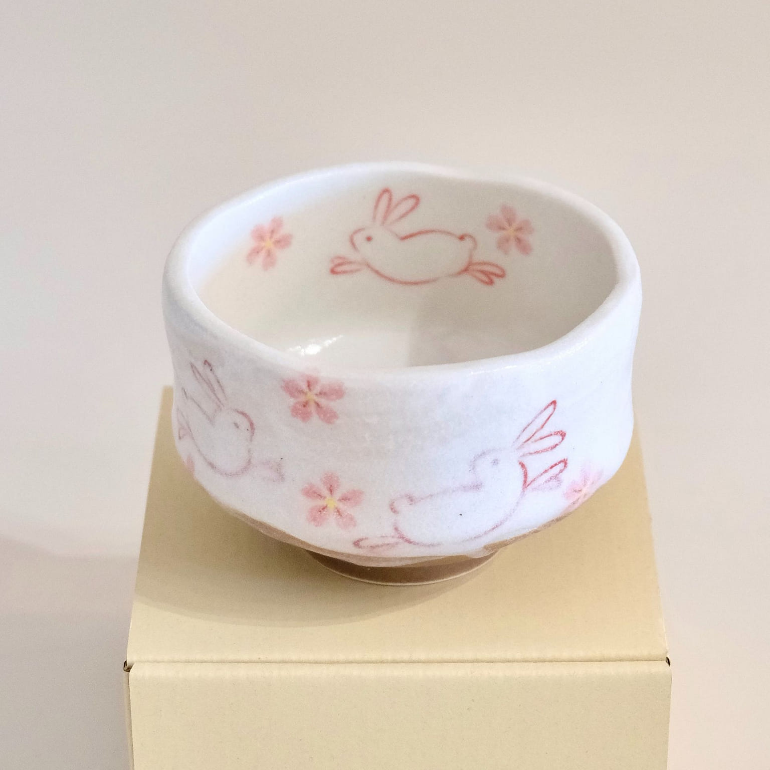 Mino ware Small Matcha Bowl (Gift Box) - Bunny 1 count