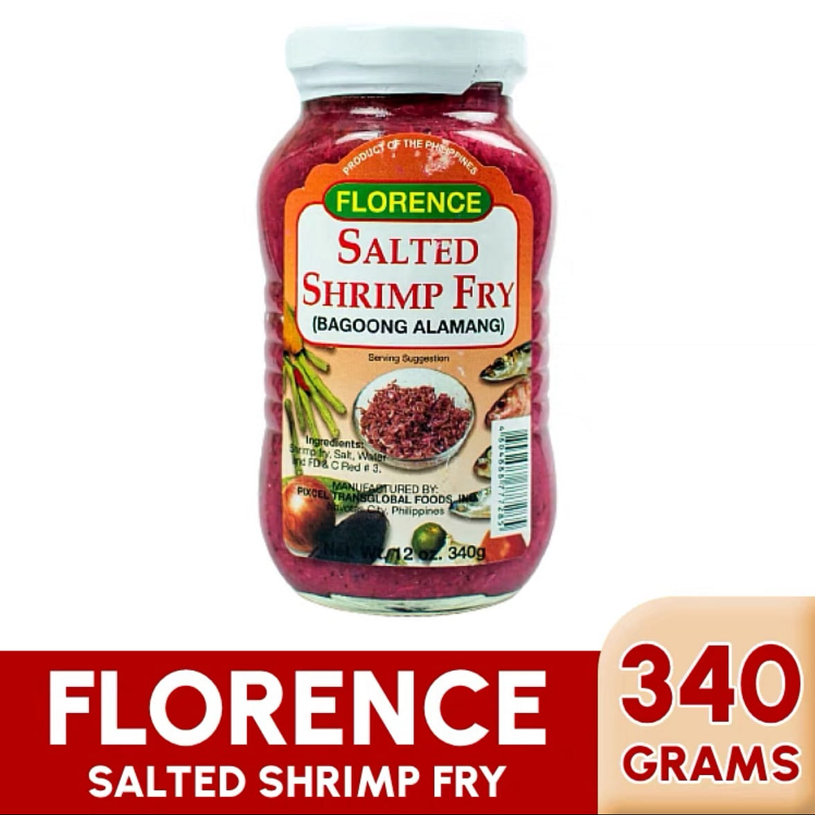 Florence Bagoong Alamang Salted Shrimp Fry 340g 340 그램