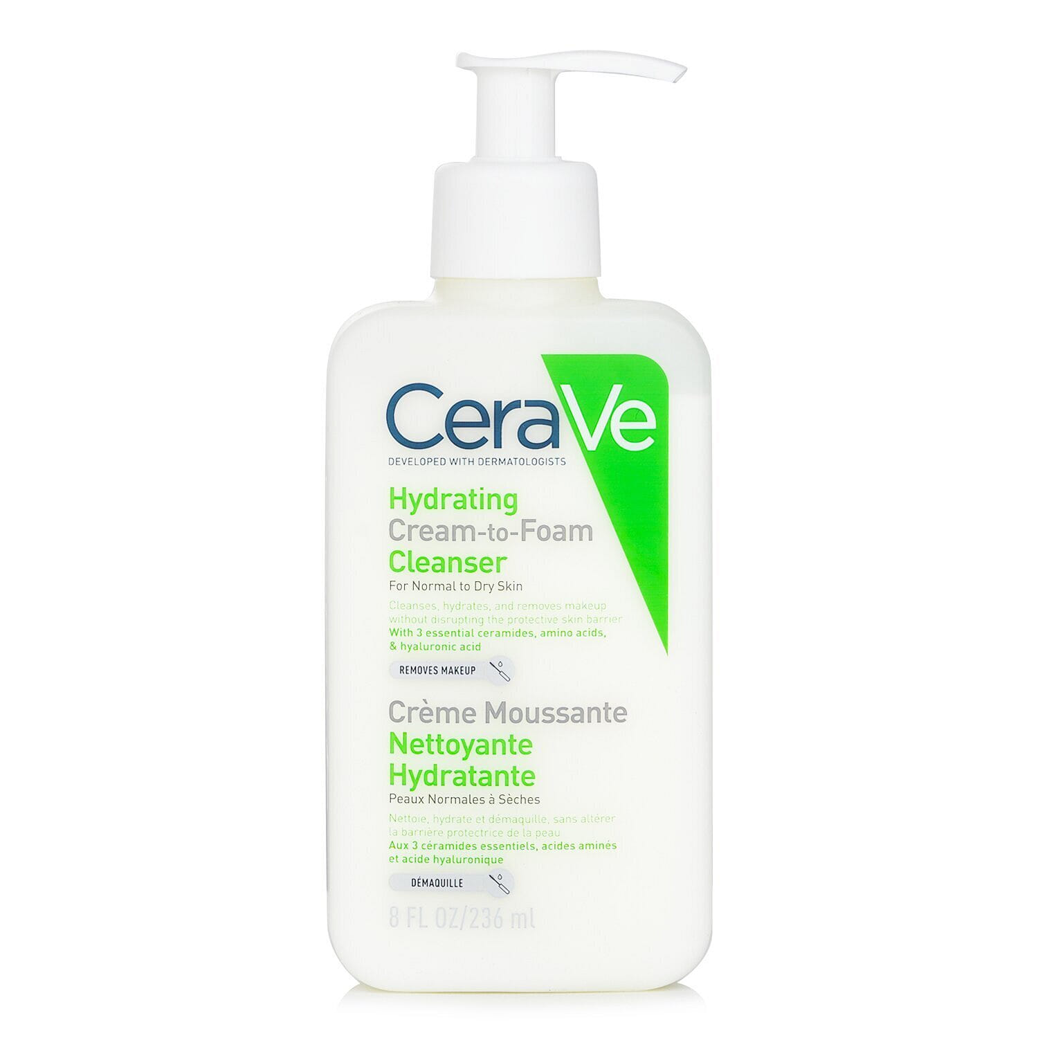 CeraVe Hydrating Cream-To-Foam Cleanser 236ml/8oz 236 มิลลิลิตร