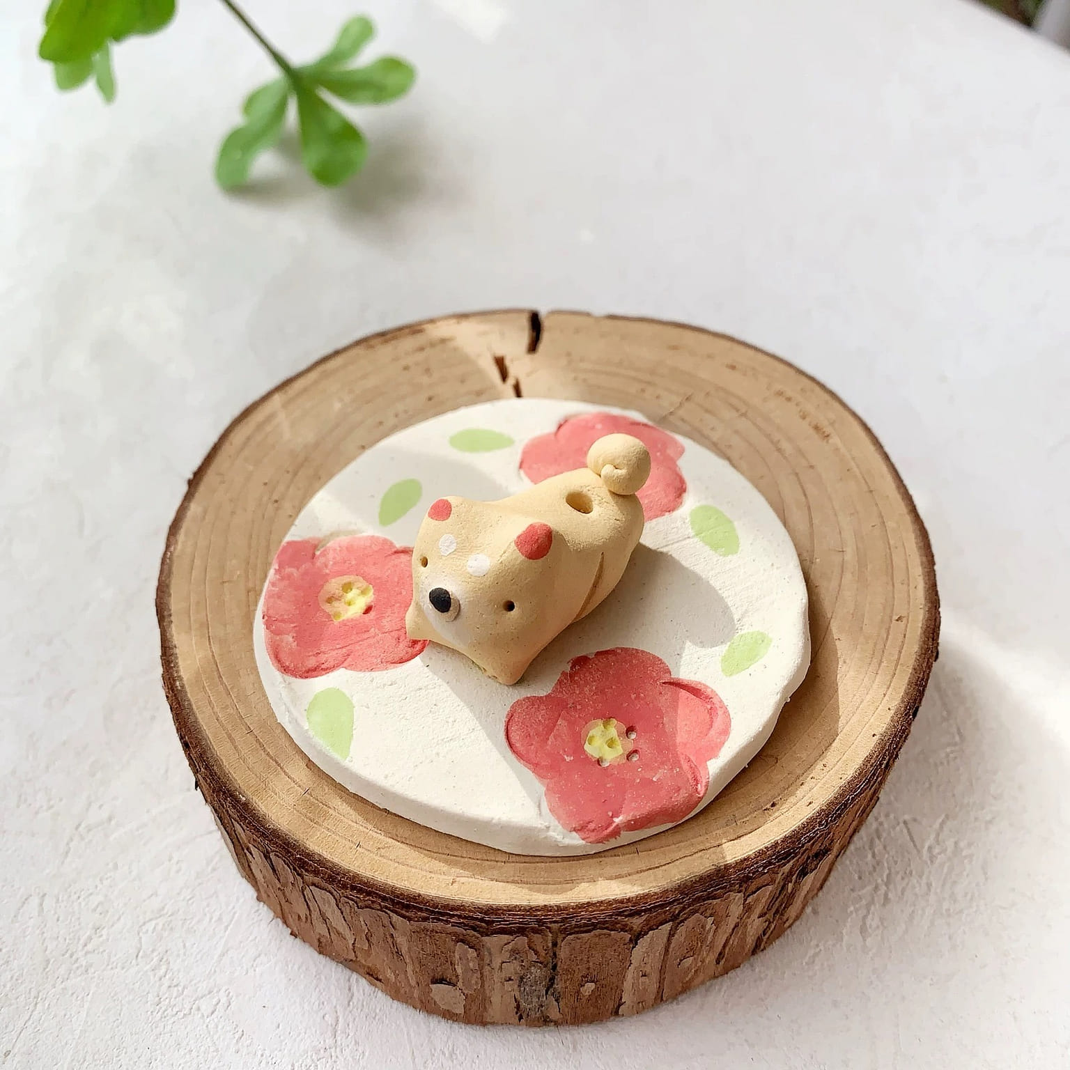 Seto ware Incense Holder (Gift Box) Yellow Shiba 1 count