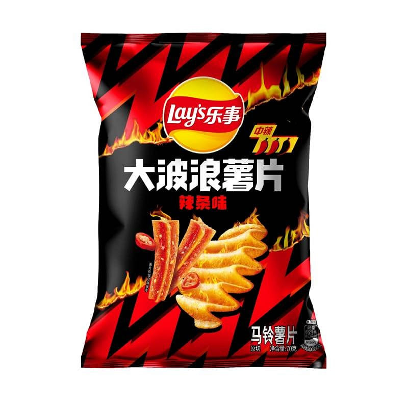 Lays Potato Chips (Spicy Gluten Strips Flavor) 70 กรัม