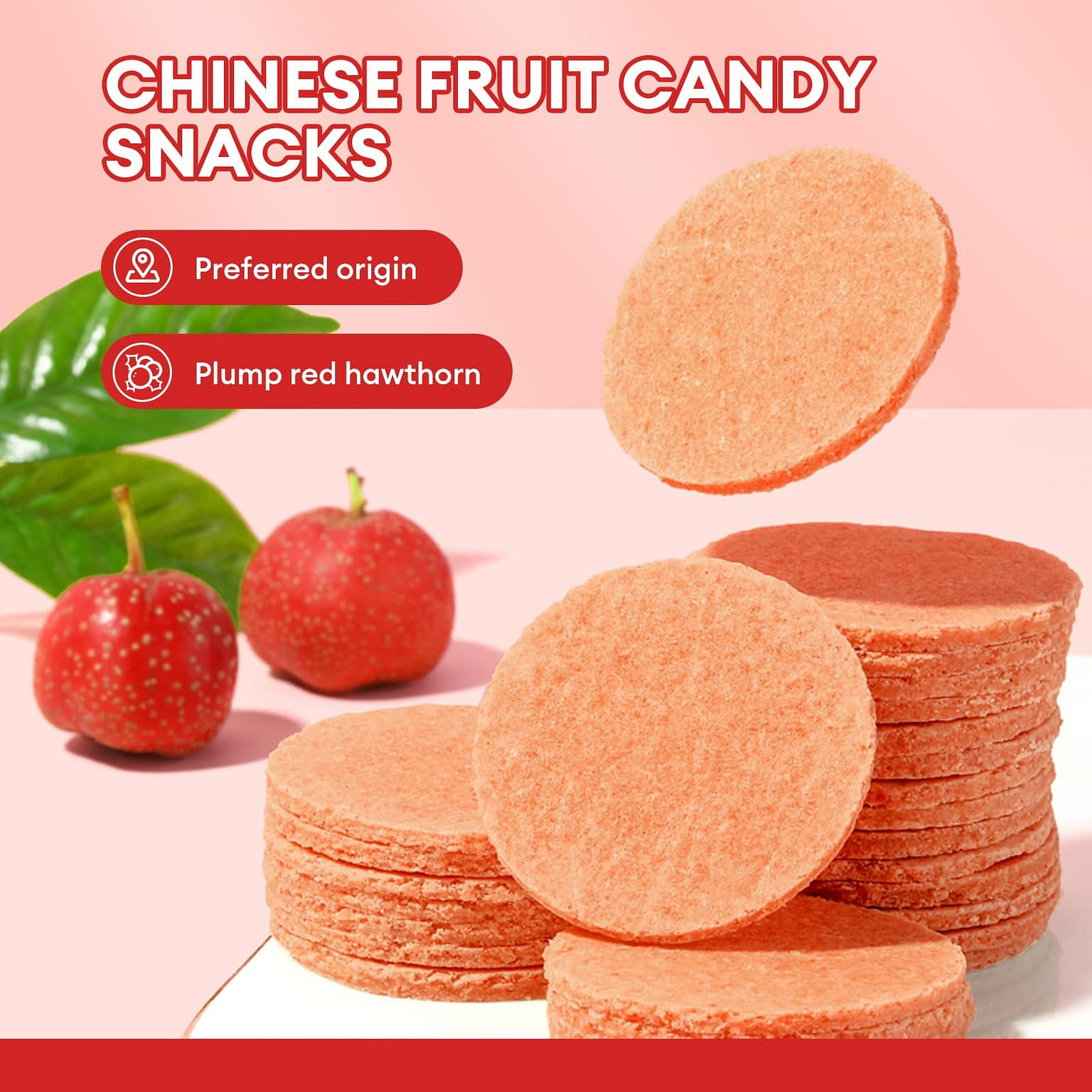 BESTORE Haw Flake Hawthorns Flakes Sweet Candy Chinese Fruit Treats Snacks 8.8oz 8.8 オンス