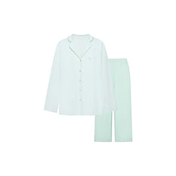 중국 직송 우브라스 면 시리즈 단색 가디건 긴팔 긴바지 세트(여자)-아이스블루-그린-s 100 그램