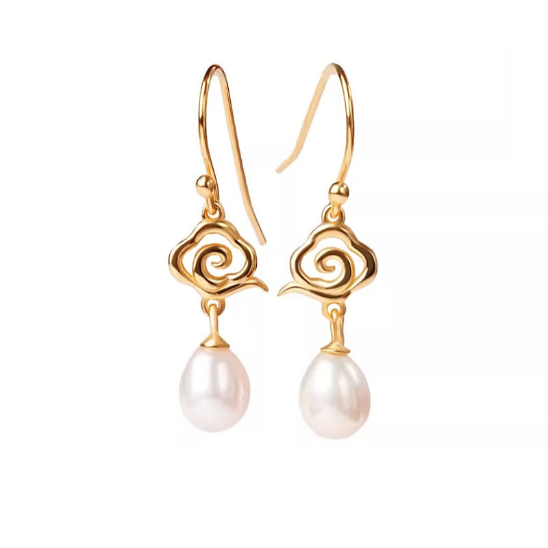 Pearl Earrings Xiangyun Zhenrui 30 * 8mm 1 box