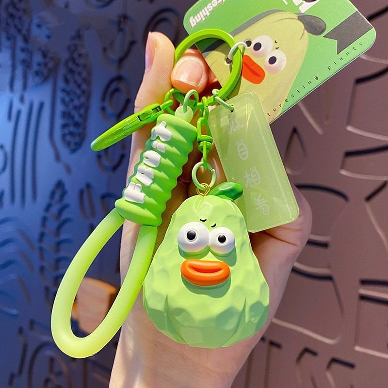 Creative wood carving wind Vegetable series car keychain quirky keychain cucumbe 1 개입