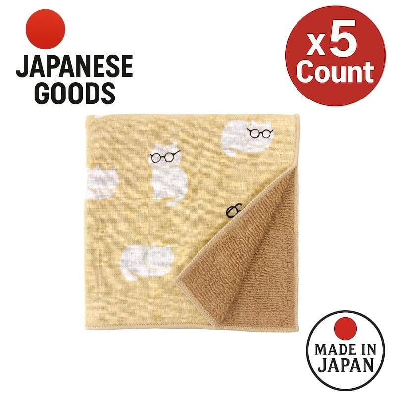 Hamamonyo Cat Glasses Wash Towel Made in Japan 1 다발