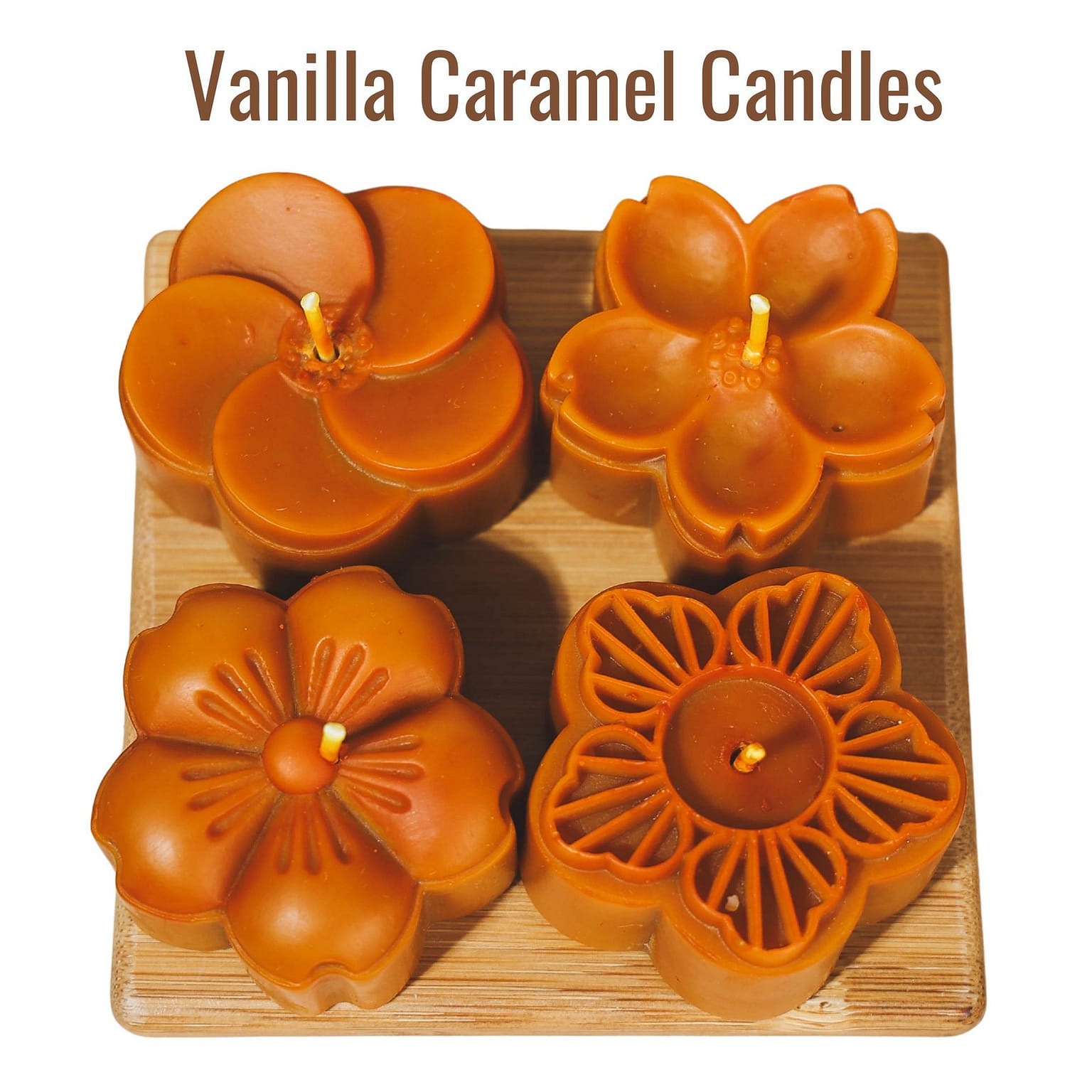 UPFLICK Mooncake Candle Flower Set Vanilla Scent 4 each