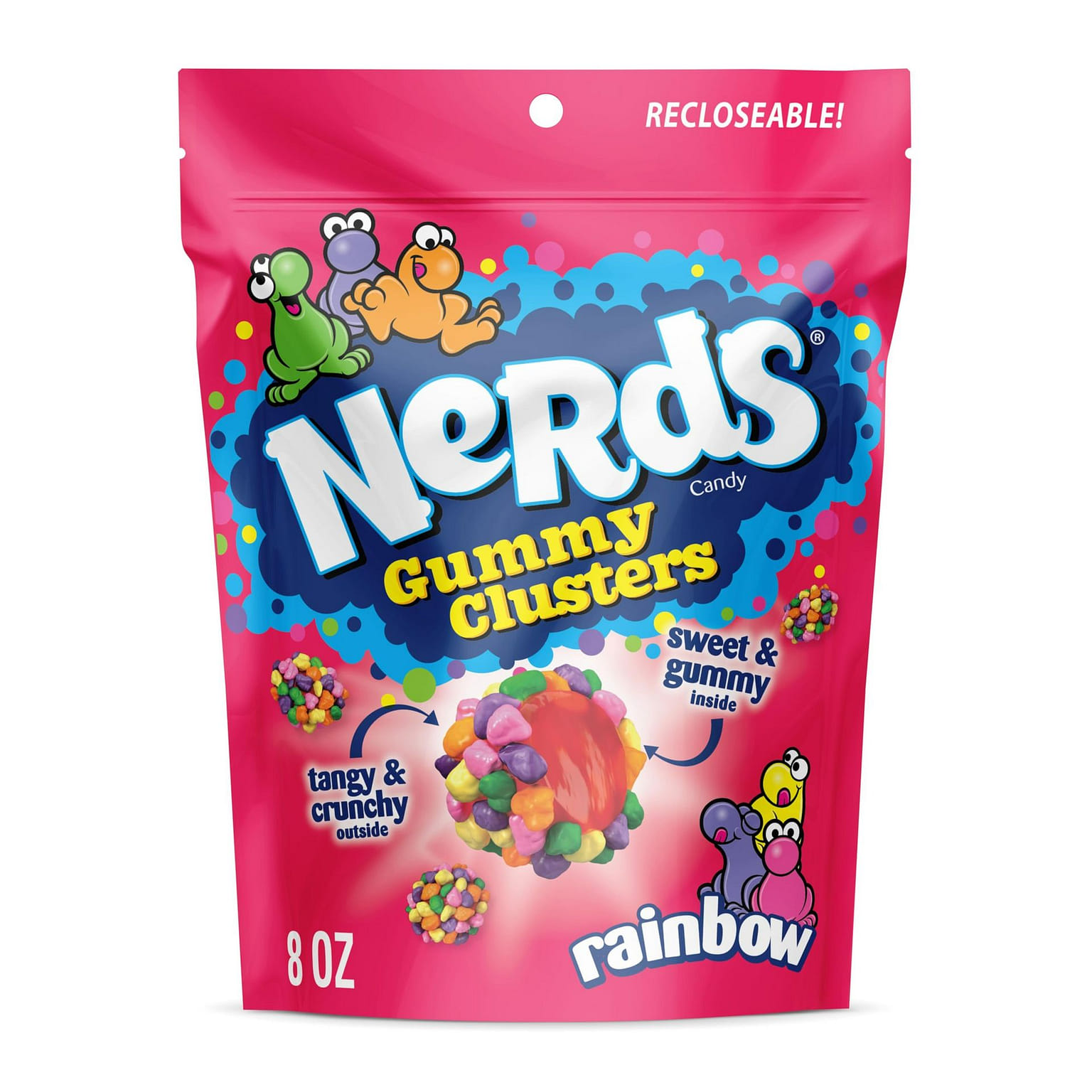 NERDS Gummy Clusters, Candy, Rainbow, Crunchy and Gummy, 8 oz  Halloween Candy 1 ส่วน