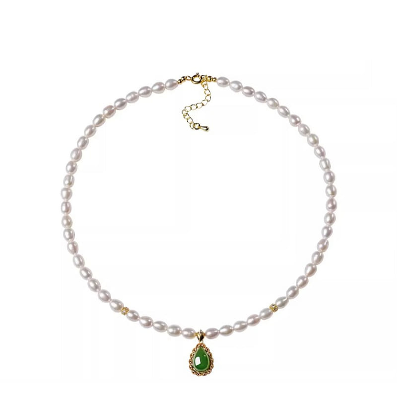 Water Droplet Pendant Natural Pearl Necklace 6mm 1 box