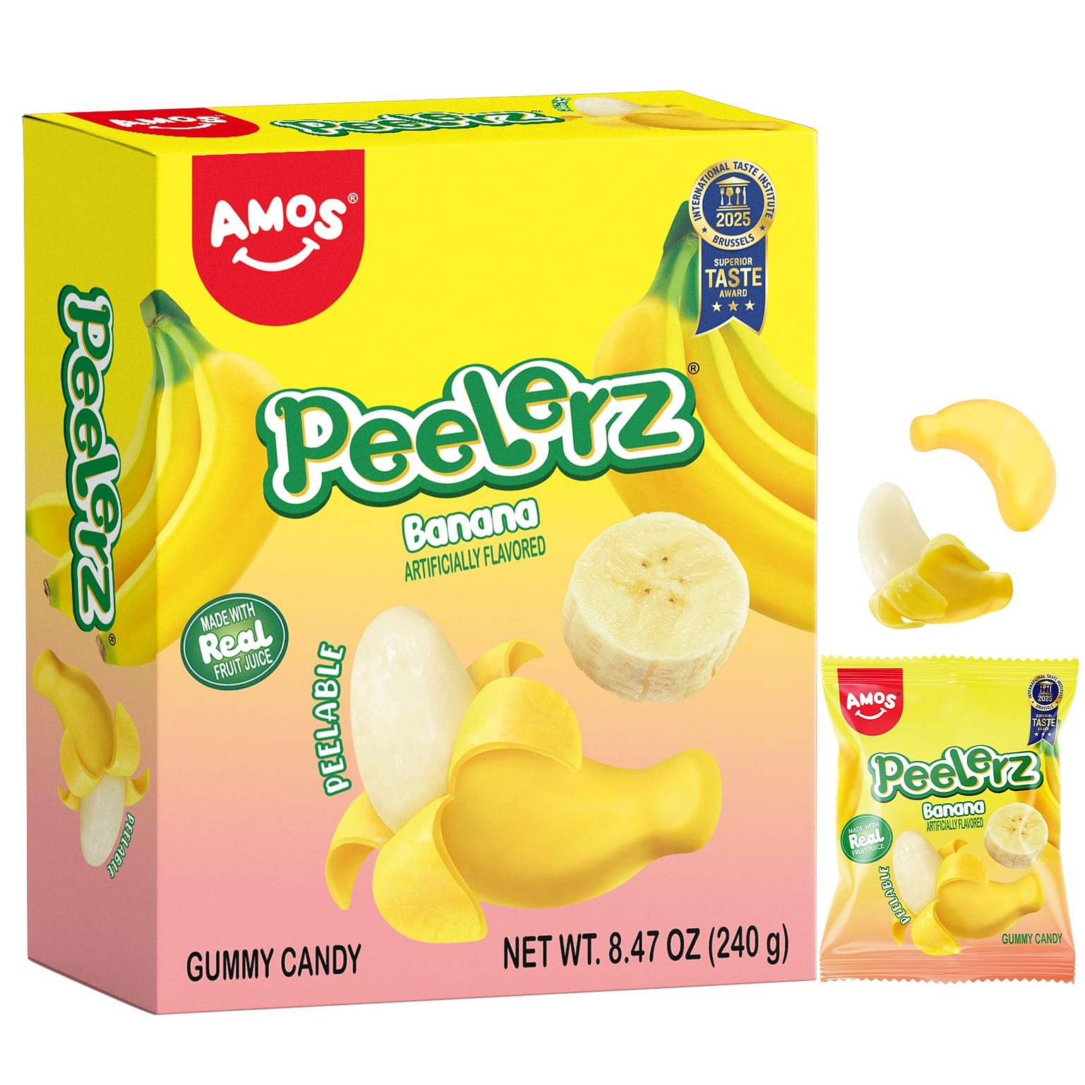 Amos Peelzer Gummy Banana Peeling Candy(10ct) 8.47 ออนซ์