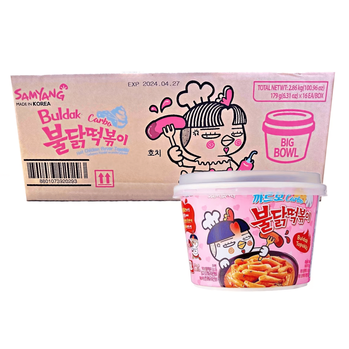 Samyang Buldak Carbo Hot Chicken Flavour Topokki Bowl pack of 16 1 개