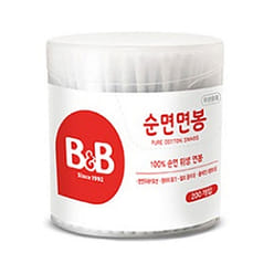 B&B 유아 면봉 200P (둥근케이스) 1 박스