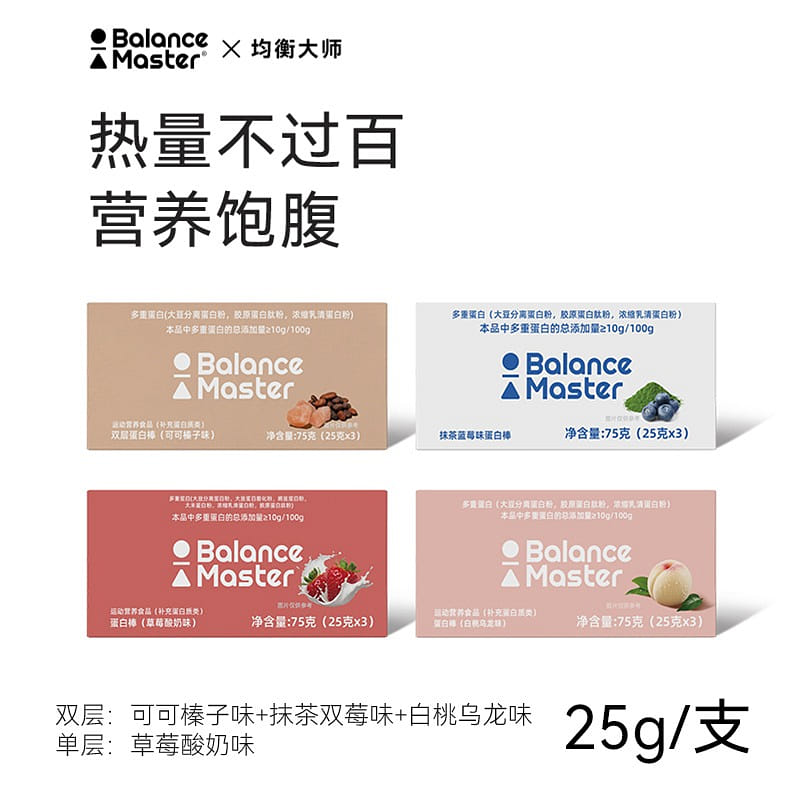 4 flavors 4 boxes  Balanced Master Protein Bar 300 그램