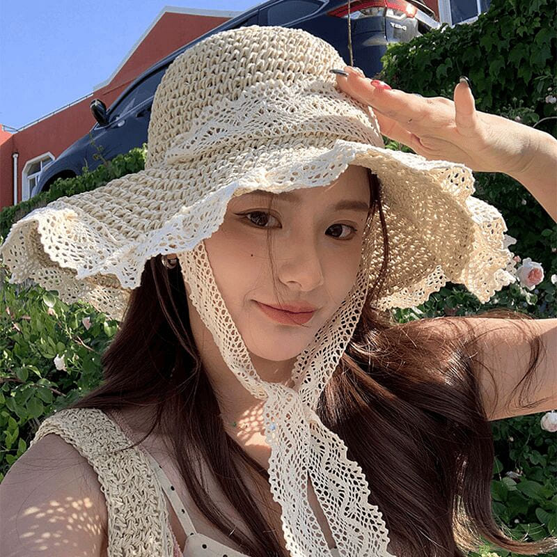 Women New Summer Straw Hat with Hollow Weave, Tr 1 each