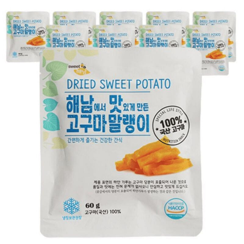 [한국 직배송] 스위트해남 해남에서 맛있게 만든 고구마 말랭이 10개, 60g 600 그램
