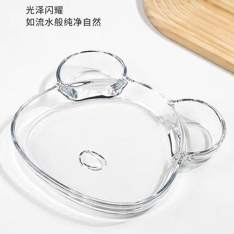 Glass transparent Dumpling Plate-Bear 1 Pc 1 개