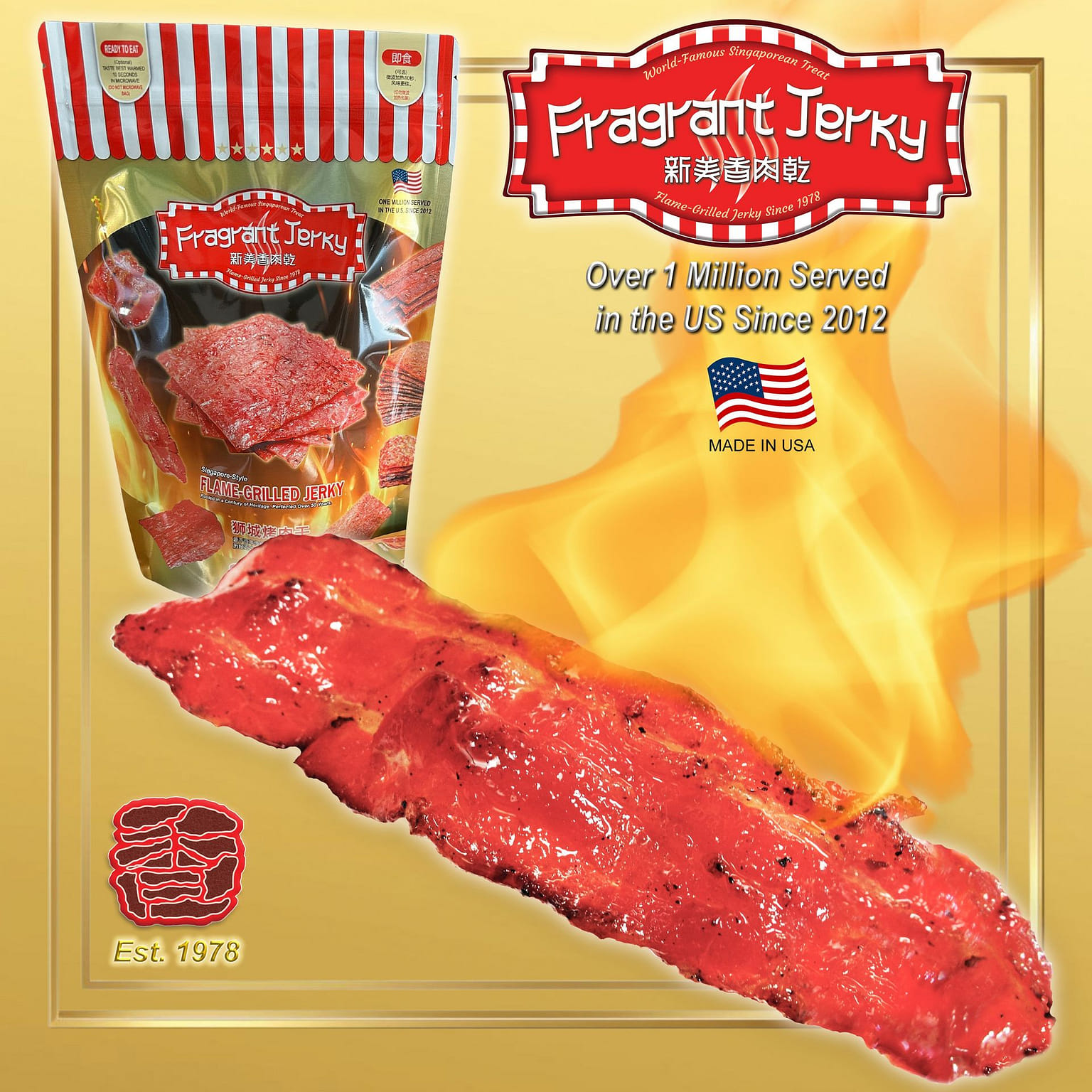 Fire-Grilled Bacon Jerky(Orig. Flavor 0.75lb) 12oz 340 g