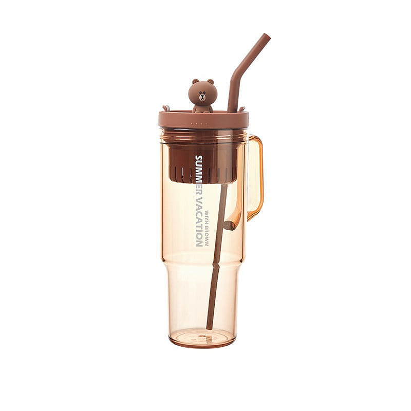 Mug girls high-color value straw cup large capacity BROWN models 1200 밀리리터